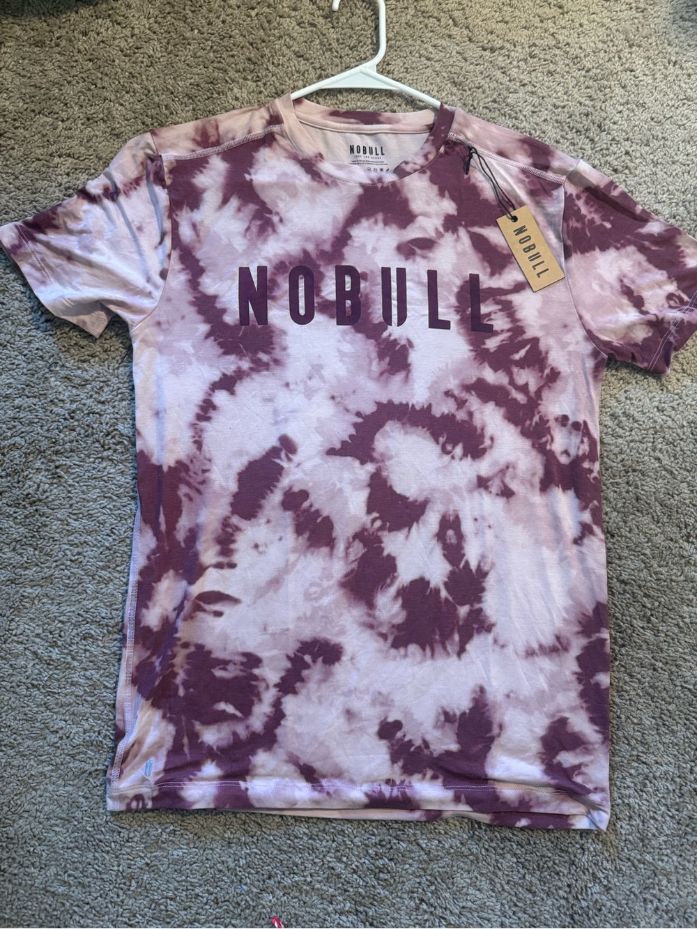 NOBULL Tie-Dye Logo Tee — Mauve & Creamy White